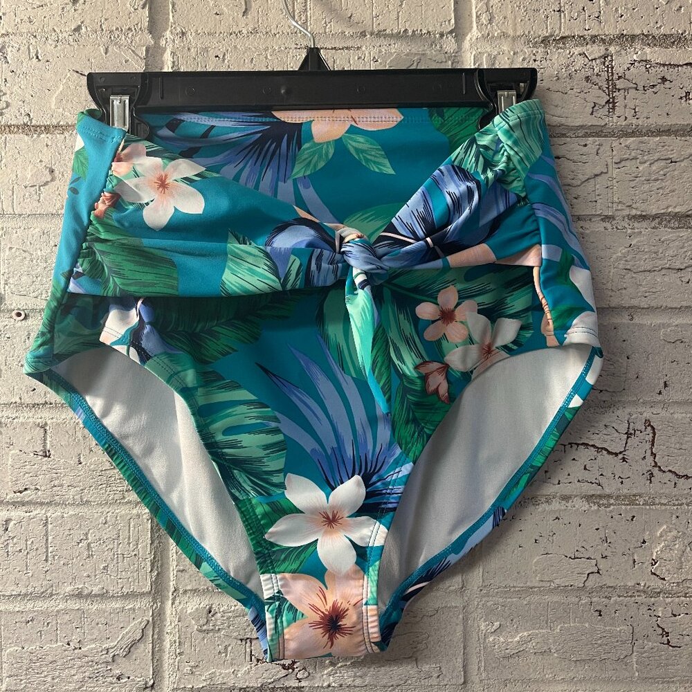 Kona Sol High-Waisted Tropical Floral Bikini Bottoms - XL (16-18)